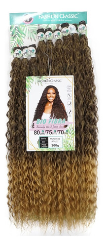Cabelo Bio Vegetal Anjo Plus - Fashion Classic - 80 Cm Cor Castanho Com Mechas Mel (mt4/27)