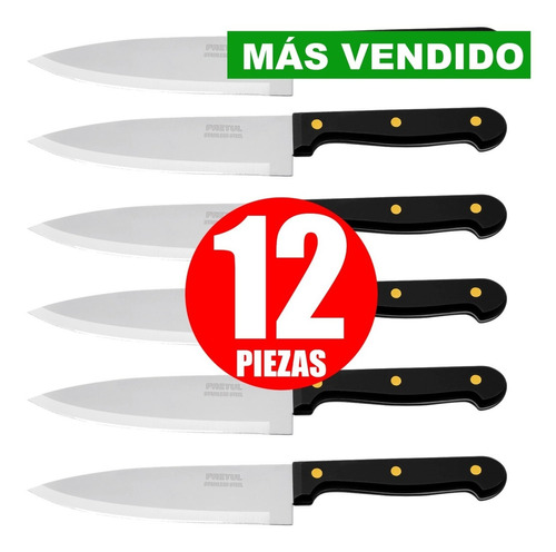 Cuchillo De Chef 12 Piezas 6'' Mango Plástico C23089