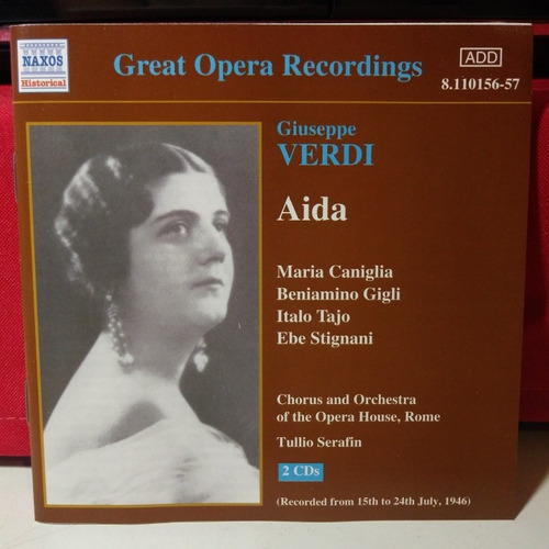 Aida Giuseppe Verdi 2 Cd Opera Completa Grabada 1946 Ed Can.