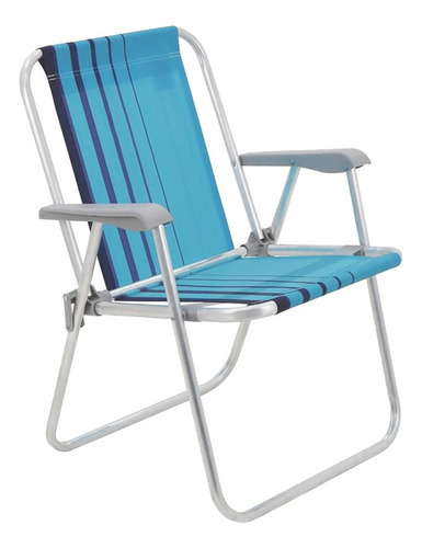 Cadeira De Praia Aluminio Tramontina Samoa Assento Alto Azul