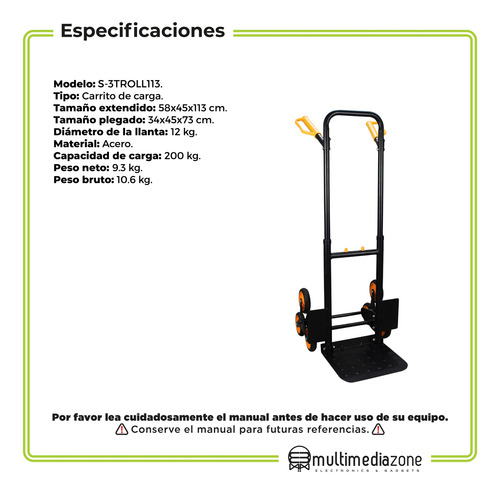 Diablito De Carga Para Subir Escaleras 200 Kg