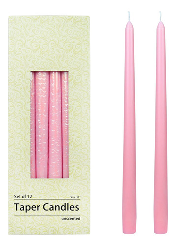 Zest Vela 12-piece Taper Velas, 30,5 cm), Color Rosa