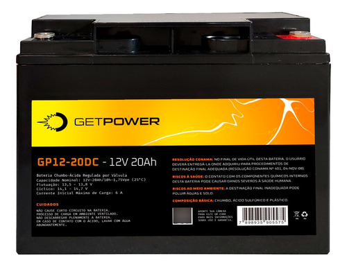 Bateria Selada 12v 20ah - Getpower Ciclo Profundo Promoção