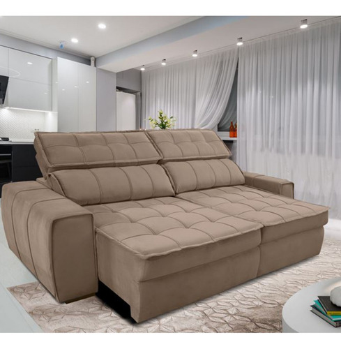 Sofa Gralha Azul America 3 Lugares Cor Bege