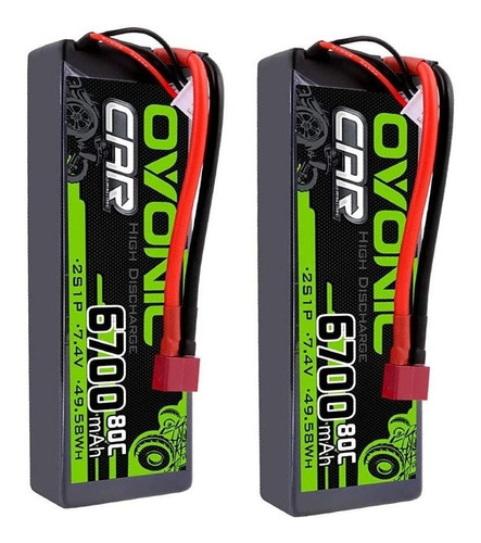 2 Baterias Lipo 7.4v 6700mah 80c 2s T Plug Ovonic