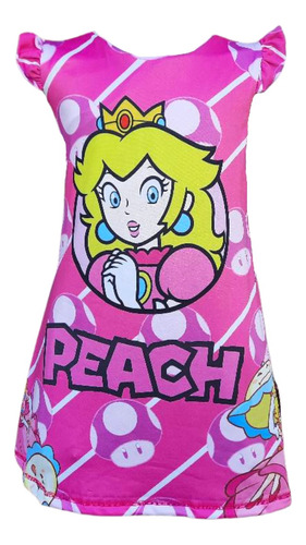 Vestido Batita Blusón Niña Princesa Peach Mario Bros