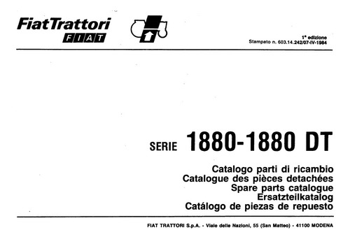 Manual Catalogo Piezas Repuesto Tractor Fiat 1880/1880 Dt