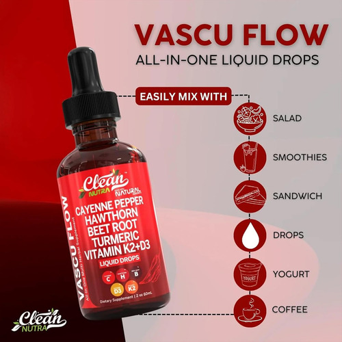 Elfleaf Clean Nutra Chilli Drops Supplement + Hawthorn Berry, Vitamin D3 K2 Beetroot Powder Extract