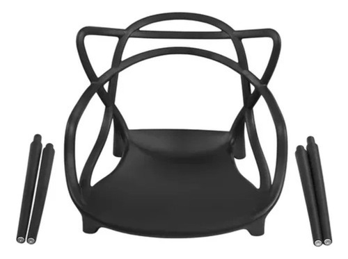 Kit 8 Cadeiras Allegra Sala Cozinha Jantar Design Masters Estrutura Da Cadeira Preto Assento Preto Desenho Do Tecido Liso