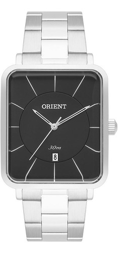 Relógio Masculino Prata Orient Quadrado Com Data Clássico+nf