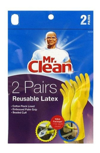 Mr. Clean Guantes De Látex Reutilizables Grandes, 2 Colore.