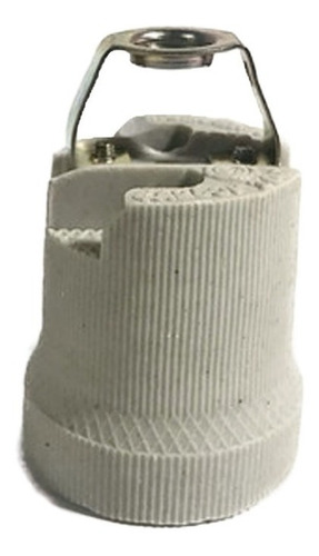 Imagen 1 de 4 de Portalampara Porcelana Con Puente 3/8 Rosca E27 Pack X 10