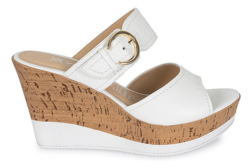 Sandalia Slide Casual Mujer Cuero Viale Blanco 2404