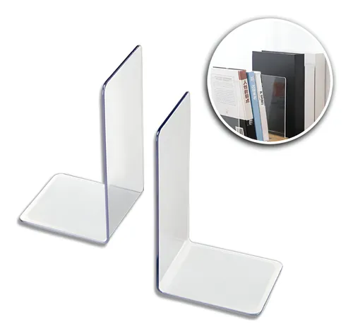 Aparador Suporte Organizador Apoio De Livros Acrílico Kit 2 Cor Cristal Acrílico Decor