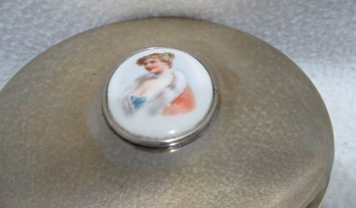 Alhajero Caja Metal Blanco Cristal Miniatura Dama Porcelana (Usado)