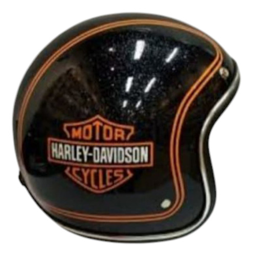 Capacete Aberto Harley Davidson Rebaixado Old School Preto Harley Davidson 56 58