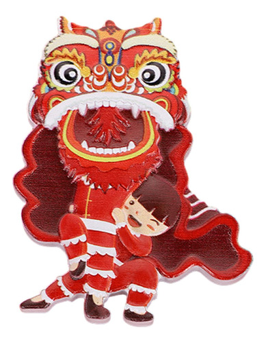 2 Figuras De Danza Del León Chino, Imán De Resina Para