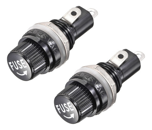 2 Portafusibles Con Tapa De Rosca 12mm Ac 125v/15a 250v/10