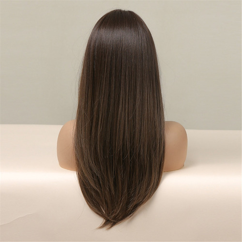 ** Peluca Cabello Natural Larga Marrón Para Mujer Con