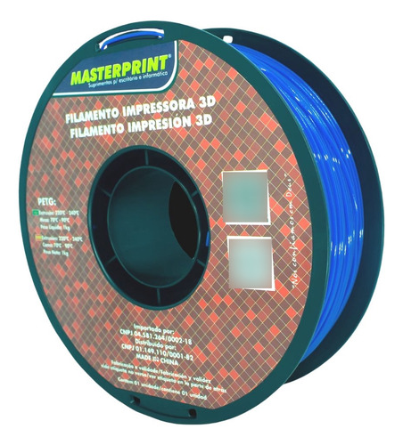 Masterprint  PETG filamento de impressora 3d 1,75mm 1kg Azul