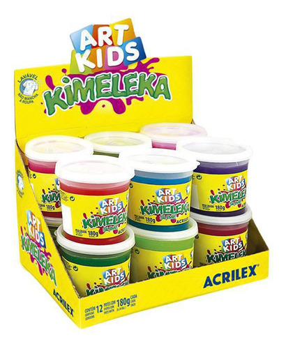 Slime Kimeleka Art Kids Pote 180g Kit Com 12 Unidades