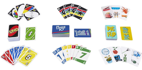 Mattel Games Uno, Phase 10 Y Pic Flip Bundle, 3 Juegos De Ca