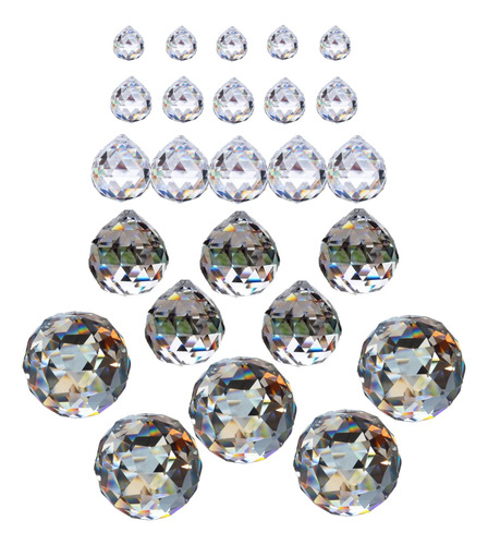 25 Esferas Cristal Facetado 6.5 5.5cm 4.5cm 3cm 2cm Diámetro