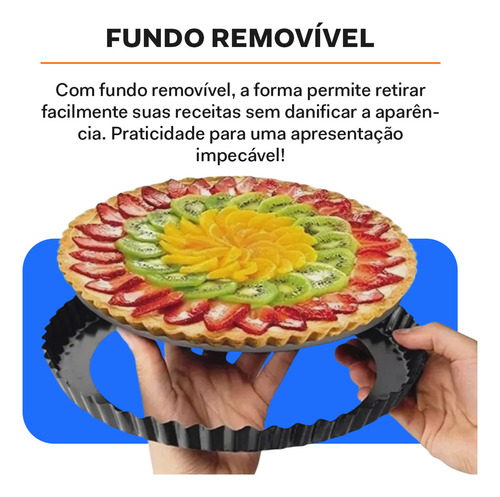 Forma De Torta C/ Fundo Removível 26cm Ref: 11594 Cor Cinza-escuro