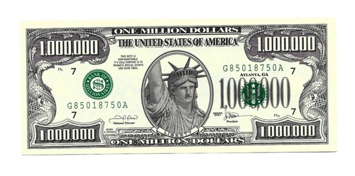 Billete De Fantasía 1 Millón De Dólares Americanos
