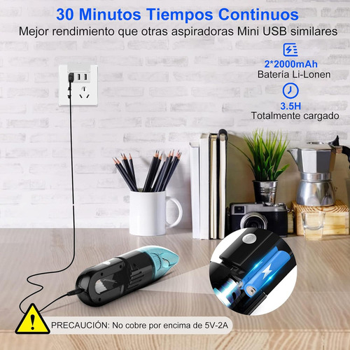Mini Aspirador De Mano Inalámbrico Portátil Fuerte Succión