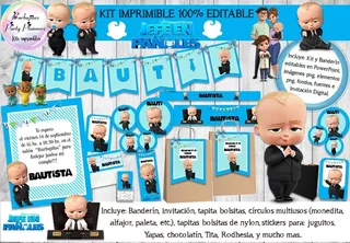 Kit Imprimible Candy Bar Un Jefe En Pañales 100% Editable