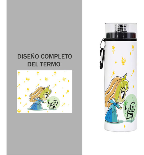 Termo Cilindro Princesas Botella 750ml Aurora 2