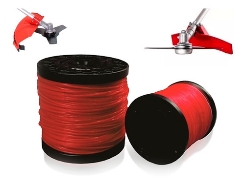 Fio Nylon Roçadeira Vermelho Redondo 2kg 2.0mm - Mundi