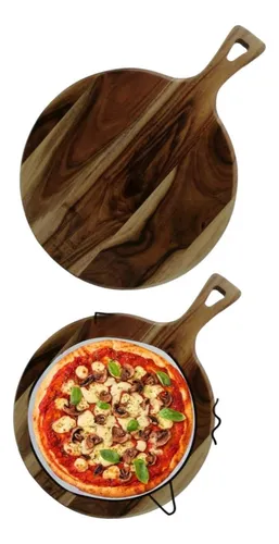 comprar Tabla Redonda Servir Pizza Con Mango De Madera 40x30x1 Cm