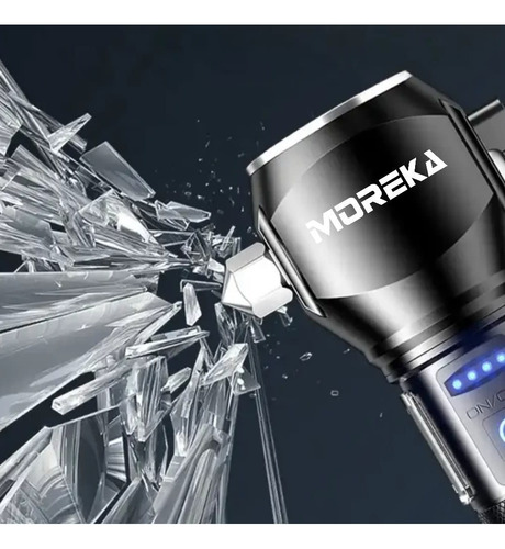 Linterna Táctica Rompe-vidrios Recargable Moreka Mt-h017 Blanco Negro