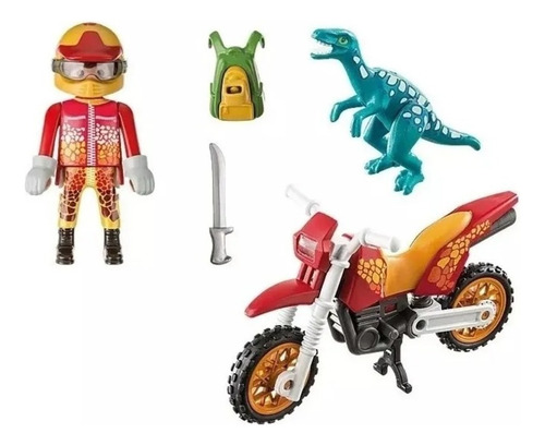 Figura De Acción Moto Con Velociraptor 9431 De Playmobil