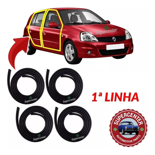 Kit Borracha Porta Renault Clio Hatch Sedan 4 Portas