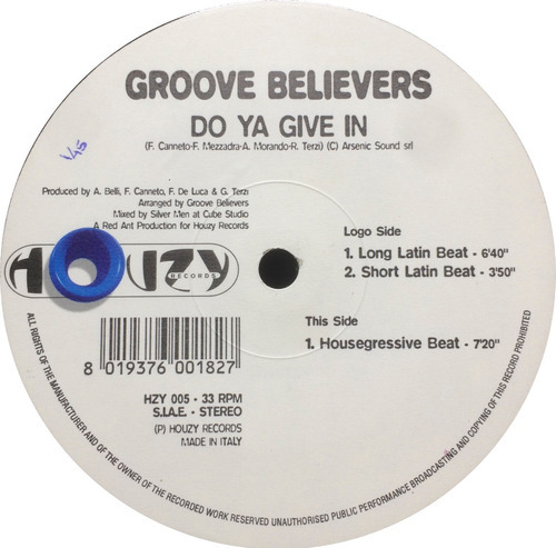 Vinilo Groove Believers Do Ya Give In Maxi Italia