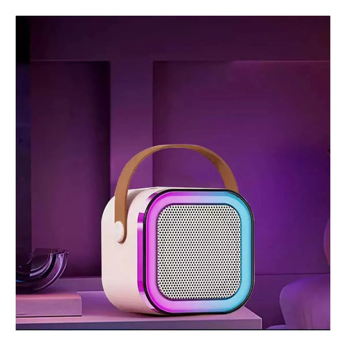 Mini Parlante Karaoke Bt Con Microfono Usb Rosa Claro