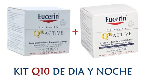 Imagen 1 de 1 de Eucerin Kit De Crema Facial Q10 De Dia Y Noche, Anti-edad