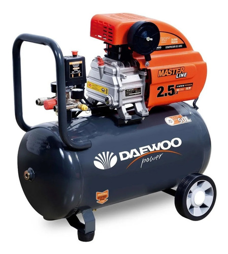 Compresor de aire eléctrico portátil Daewoo Dac Series DAC50D monofásico 50L 2.5hp 220V 50Hz gris