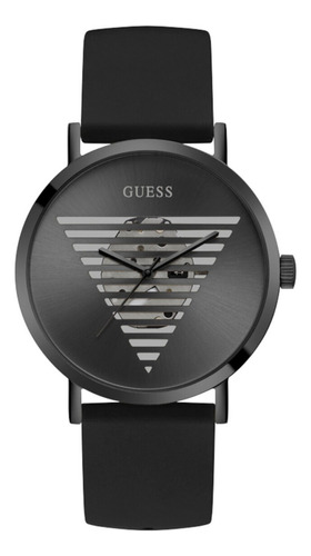 Reloj Guess Hombre Dorado Elegante Caballero Color De La Correa Negro Color Del Bisel Azul Color Del Fondo Azul