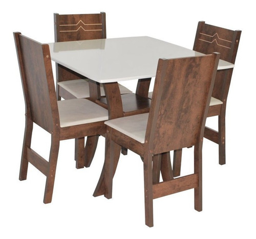 Conjunto Mesa Quadrada Amanda Com 4 Cadeiras Elane Giwt