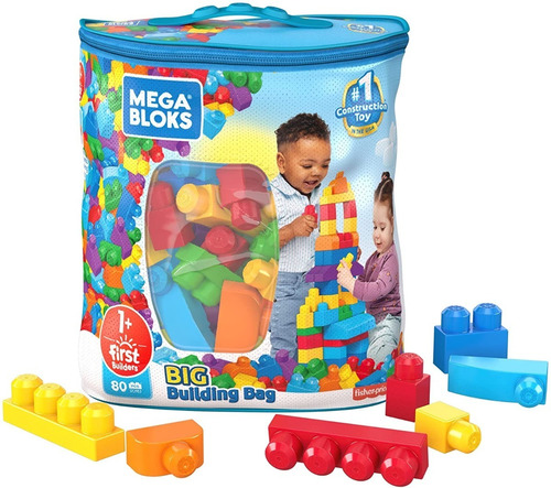 Bolsa Clásica De Mega Block 80 Piezas Fisher Price Azul Rosa