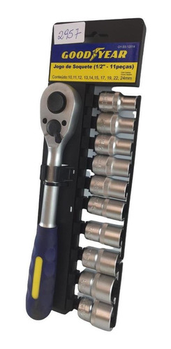 Imagem 6 de 7 de Jogo De Soquete Kit 1/2 C/11 Cromo Vanadium Goodyear K2957