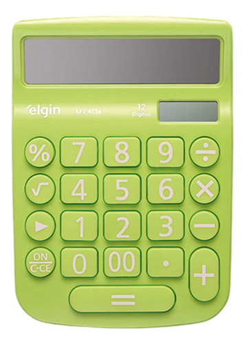 Calculadora De Mesa Elgin 12 Digitos Verde Mv4136