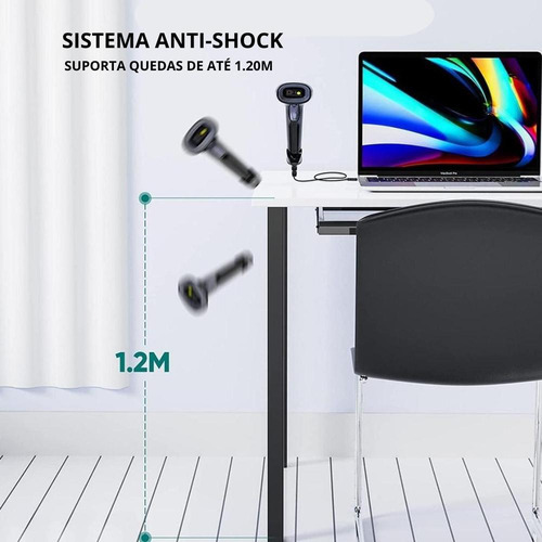 Leitor De Código De Barras Com Fio 2d Portátil Usb