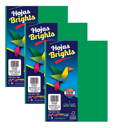 Hoja Papel Diem Verde Bandera Tamaño Carta 100h 15 Paquetes