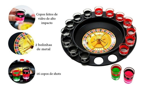 Imagem 2 de 4 de Jogo Cassino Roleta Shot - 16 Copos Bebida Drink Destilado