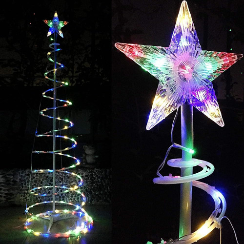 Yes 5ft Led Espiral Árbol De Navidad Luz 182 Leds Batería